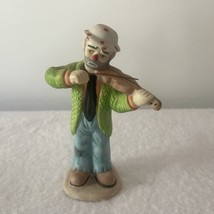 Emmett Kelly Jr Sad Face Clown Flambro Figurine Violin Player Hobo 9770 Vintage - £7.87 GBP