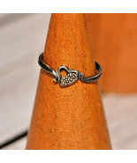 Vintage heart ring 925 sterling silver size 3.5 - £7.74 GBP