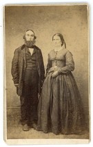 Antique CDV Circa 1860&#39;S Older Married Couple Man With Beard Smith Plymouth, OH - £9.71 GBP