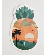 Pineapple Shaped Sticker Decal with Palms Birds Sun Scene Super Cool Bea... - £1.80 GBP