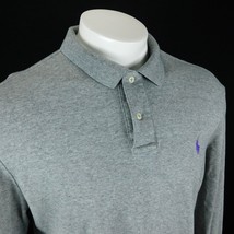 Polo Ralph Lauren Men Gray Pullover Rugby Shirt Purple Pony Sz XL - £19.17 GBP