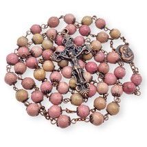 Nazareth Store Rosary Natural Pink Rose Aventurine Stone Beads Necklace Holy Soi - £15.12 GBP