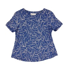 Anthropologie Women&#39;s M Bunny Rabbit Print Weekend Tee T-Shirt, Short Slv Blue - £16.74 GBP