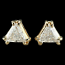 1 Ct Trillion Cut Solitaire Simulated Diamond Stud Earrings Yellow Gold Plated - £67.91 GBP