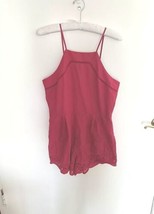 Francesca’s Blue Rain Brick Red Lined Romper Spaghetti Straps, NWT, Sz Large - £17.13 GBP