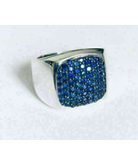 1Ct Round Cut Simulated Sapphire Diamond Men&#39;s Ring 925 Silver Gold Plated - €120,80 EUR