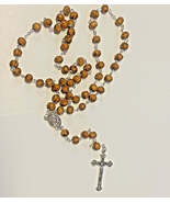 Olive Wood Rosary with Holy Soil , New from Jerusalem #AB-348-R2 - $11.50