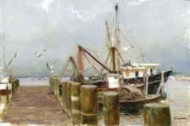 Pino &quot;Safe Harbour&quot; Nautical Ship Pier HS/# LE Giclee Canvas  Pcoa ed. 500 12x18 - £213.66 GBP