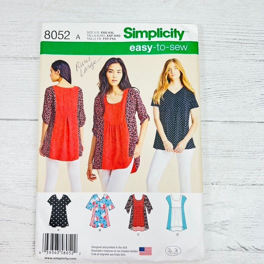Simplicity Sewing Pattern Tunic Cut Large Easy Sew 8052 A - $14.99
