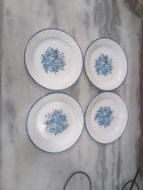 Corelle Dinnerware Blue Velvet Rose Floral Swirl Plates, Set of 4, Bread... - £12.37 GBP