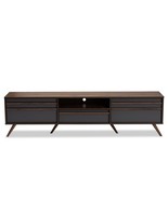 71” Mid-Century Modern 2-Tone Gray / Walnut Wood TV Media Stand Drop-Dow... - $5,265.77 MXN