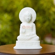 Marble White Meditation Buddha Statue Handmade Religious Blessing Gift Decors - £268.32 GBP