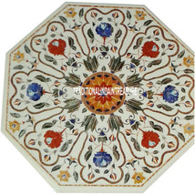 15&#39;&#39; Marble Coffee Table Top Stone Inlay Marquetry Italian Halloween Decor H3092 - £451.81 GBP