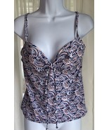 Victoria’s Secret Periwinkle &amp; Peach Paisley Tankini SZ 34D - $24.68 CAD