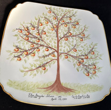 Hand Painted Hutschenreuther Johnson/Fox Family tree platter 11.5&quot; Square Gilded - £35.03 GBP