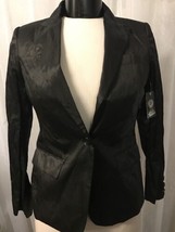Vince Camuto Women&#39;s Blazer Shiny Black 1 Button Lined Blazer Size 0 NWT... - £38.93 GBP