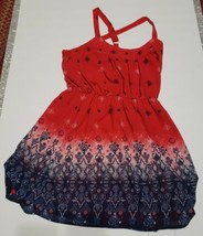 Rewind Red/White/Blue Mini Boho Short Dress Lined Adjustable Straps Size S - £14.90 GBP