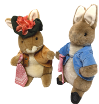 Mr. and Mrs. Benjamin Bunny Beatrix Potter Eden Plush Vintage Blue Jacke... - $68.48