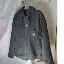 Carhartt Mens Gray Washed Duck Active Hooded Jacket Sherpa Lined Workwear - $104.65 CAD