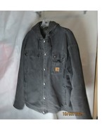 Carhartt Mens Gray Washed Duck Active Hooded Jacket Sherpa Lined Workwear - $74.65