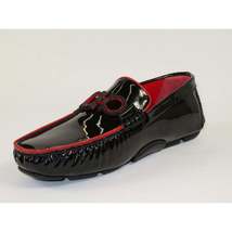 Men's GENIO Casual Dress Shoes Turkey Patent Leather 120580105 Black Red image 3