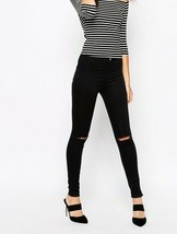 Asos denim knee distressed  black slim jeans  women size 25 - £21.79 GBP