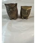 LEONARD Solid BRASS Owl Set Of 2 Figures Paperweights Heavy VINTAGE Rare - €52,76 EUR