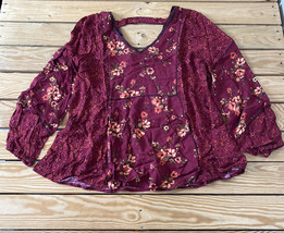 Maurice’s NWT $29.90 women’s floral v neck blouse size S maroon A2 - £10.68 GBP