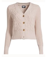 LANDS END Cotton Relaxed Cable SWEATER Size MEDIUM New SHIP FREE Cardigan - $89.00