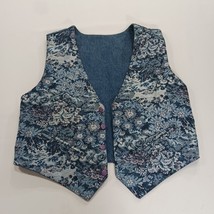 Katch Me San Francisco Women's Blue Cotton Floral Denim Reversible Vest Size L image 10