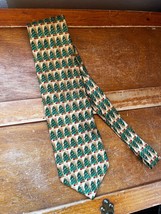 Hallmark Holiday Traditions Gold w Green Christmas Trees Holiday Silk Men’s Neck - £8.92 GBP