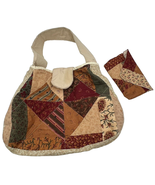 Boho Tote With Matching Pouch Machine Sewn Embroidered Handmade Patchwor... - $10.00