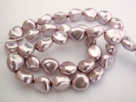 12 11 x 9 mm Czech Glass Nugget Beads: Pearl Coated - Lilac - £1.78 GBP