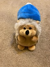 Hedgehog Plush Stuffed Animal Brown Nursery Frankford 7&quot; inch W Blue Beanie Hat - £6.08 GBP