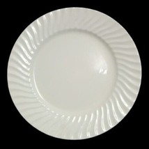 Gibson Designs SEA SHELL 2-Dinner Plates 11” D All White Embossed Swirl Rim - £18.58 GBP