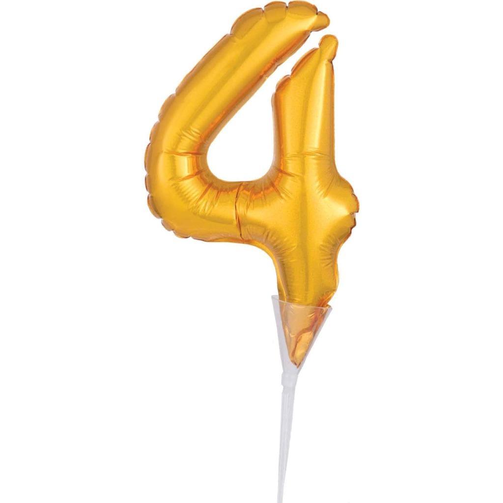 Anagram Gold Foil Mylar Air Filled #4 Balloon Mini 6&quot; Cake Topper Birthd... - $3.95
