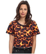 Love Moschino Crop Flames Fire Crop Cotton Terry Sweatshirt ( 2 ) - £134.19 GBP
