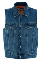 Motorcycle Vest Blue Denim with Collar Vance Leather VB917BL - $50.00+