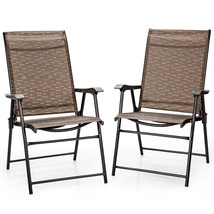 2Pcs Outdoor Patio Folding Chair Camping Portable Lawn Garden W/Armrest - £149.48 GBP