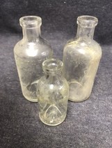 Vtg 1- 3.25&quot; &amp; 2- 4.5” Listerine Lambert Pharmacal Glass Bottles Embossed - £9.28 GBP