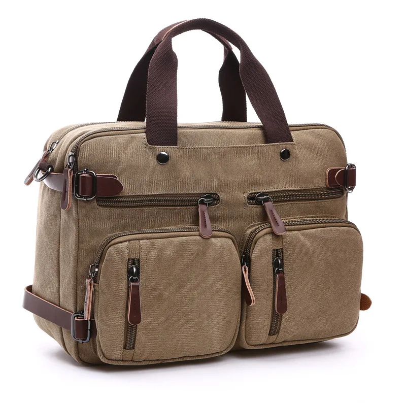 Canvas Bags Leather Briefcase Large Travel Suitcase Messenger Shoulder Bag Tote  - £52.30 GBP