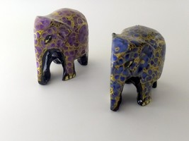 Set of 2 Elephant Antique Style Kashmiri Paper mache Hand Painted Handic... - £23.88 GBP