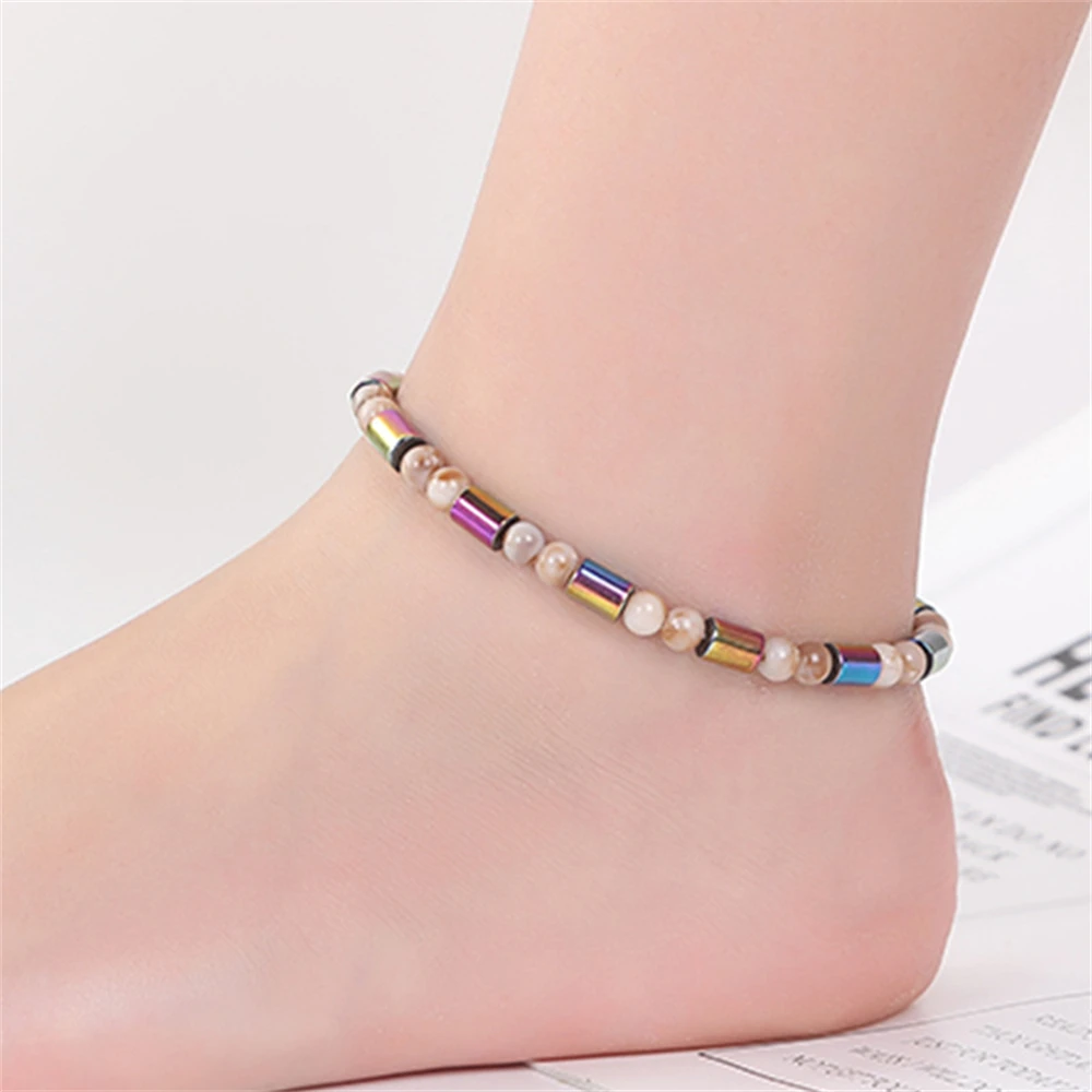 House Home A Magnet Anklets For Women Men Colorful Stone Magnetic Therapy Bracel - £19.98 GBP