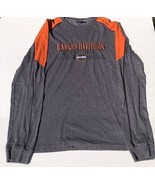 Men&#39;s Harley Davidson Long Sleeve Shirt Gray Orange Size xl graphic - £33.73 GBP