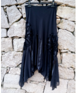 Long Black Skirt Chiffon Asymmetrical 90s Gothic Womens Boho Gypsy Hippi... - $20.86