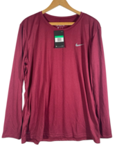 Nike Dri Fit Shirt Size XL Womens Burgundy Red Long Sleeve NEW Running G... - $1,122.44 MXN