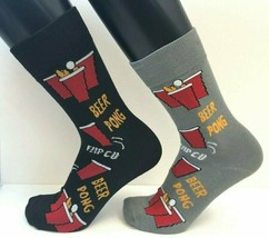 2 PAIRS Foozys Men&#39;s Socks BEER PONG, One Black One Gray Pair, NOP Ships... - $10.12