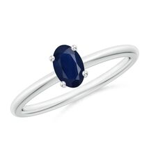 ANGARA Natural Blue Sapphire Promise Ring in Sterling Silver (Size-6x4mm) - $331.55+