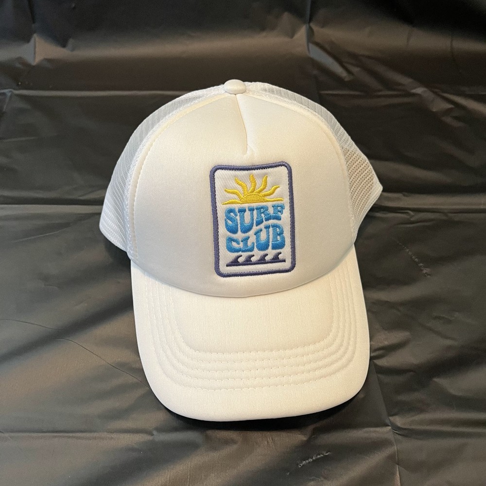 Surf Club White Trucker Hat – Mesh Back Adjustable Snapback Summer Cap - $8.99