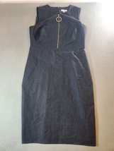 Calvin Klein Women’s Dress Navy Sleeveless Zip Up Sheath Size 12  Chambray - $17.44